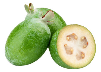 Feijoa isolated on white background, full depth of field