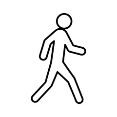 man walking, symbol or icon, black and white color, vector illustration 