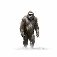 Fototapeta premium Illustration of an ape standing in front of a white background. Generative AI