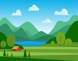 Obraz premium landscape with mountains and trees