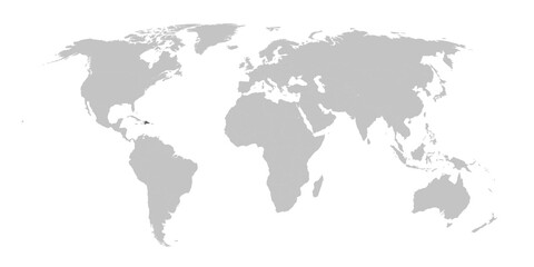 Map of the world with the country of Dominican Republic highlighted in grey.