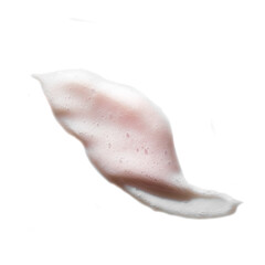 Texture of a mask of pink color in the form of a drop and smear on a white background.