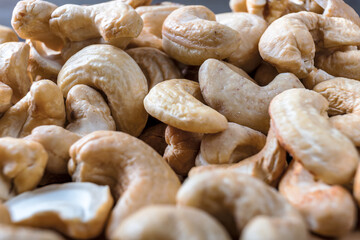 Close-up of roasted cashew nuts