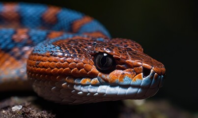 Fototapeta premium Head of a wagleri viper snake, generative AI
