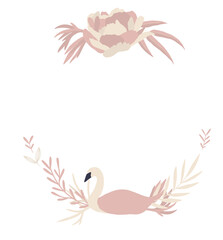 Frame wreath circle  vector print clipart invitation element wedding crane stork