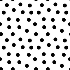 Polka dots black and white seamless pattern.