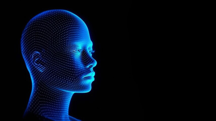 Artificial intelligence. human profile made of neon lines. cyber mind. Generated by AI