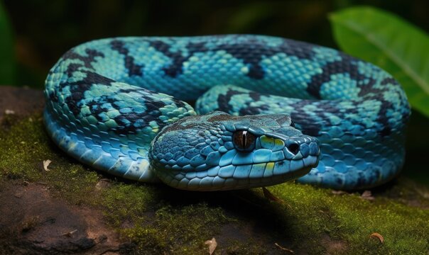 Blue pit viper from indonesia, generative AI