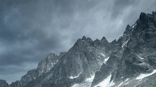 Mountains with clouds: European Alps (Mont Blanc Massif) in France, 4k time-lapse video