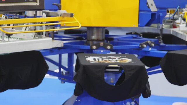 Automated Silk Screen T Shirts Printing Machine Turning Carousel