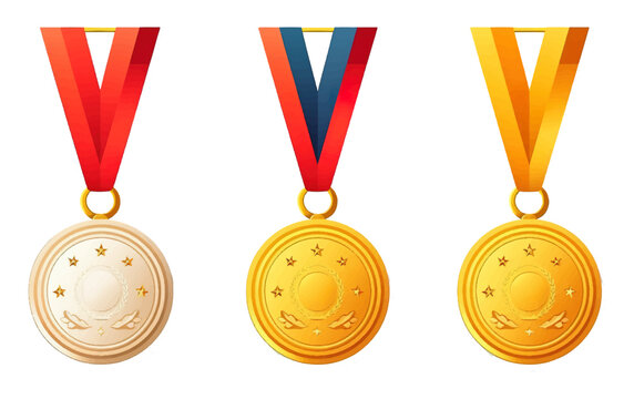 set vector illustration of golden medal award for the best isolate on white background
