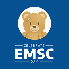 Emergency Medical Services for Children Day design template for celebration. emergency medical for children bear illustration. emsc bear vector illustarion. flat wounder bear design.