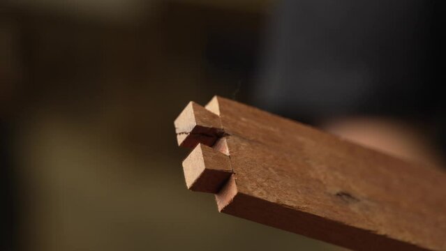 Close up of double dovetail joint