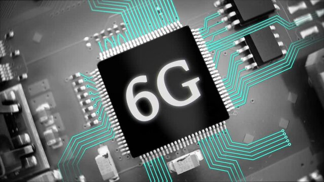6G chip installed on mother board with microchip wireless microelectronics connection