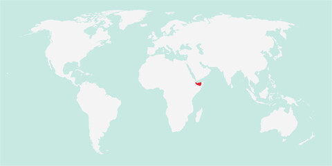 Vector map of the world with the country of Somaliland highlighted highlighted in red on white background.