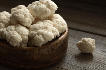 cauliflower vegetables on a wooden background table