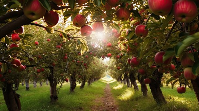 Apple Orchard, Generative AI Illustration