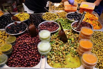 Olives at a market in Israel