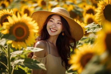 ひまわりと女性 Sunflower and Woman Generative AI　8