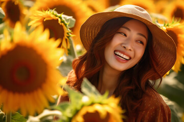 ひまわりと女性 Sunflower and Woman Generative AI　6