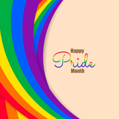 Happy Pride day with flag LGBT community colors and text. suitable for pride celebration.