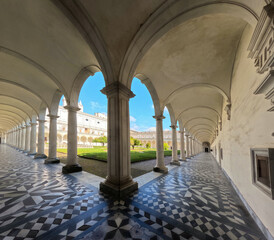 View of the cloister of the ancient Benedictine monastery of San Martino, now transformed into a...