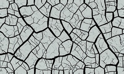 Seamless broken cracks background texture. Tileable stained peeling paint craquelure crackle pattern grunge overlay. Barren drought wallpaper or dry desert backdrop. generative ai, generative, ai