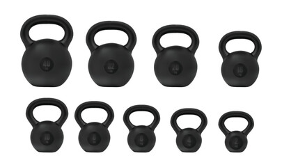 Set black kattlebell isolated on white background, Vector illustration