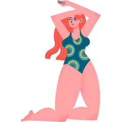 Flat Textured Girl Sunbathing in Swinsuit