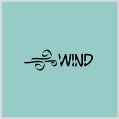 Wind logo black color conception with text. Vector Illustration for Icon, symbol, Logo etc