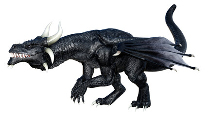 3D Rendering Fairy Tale Dragon on White