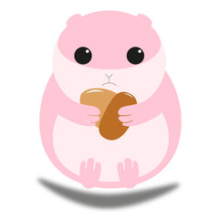 PINK RODENT WITH ACORN IN HANDS