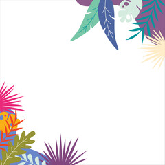 Spring frame background with colorfull leaves ilustration