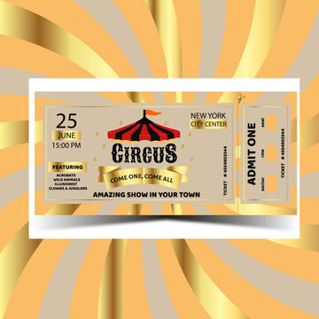 2 in 1. Ticket and background circus