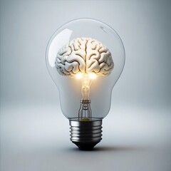 Light bulb with brain matter inside, ideal for revolutionary genius