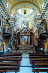 Interiors of the church of the Purgatorio ad Arco or Santa Maria delle Anime del Purgatorio in Naples