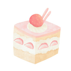 Strawberry cake watercolor