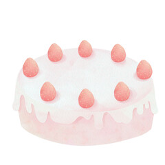 Strawberry cake watercolor