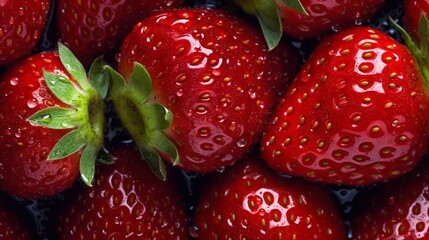 Fresh ripe strawberries in water background. AI generated