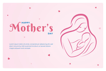Happy Mother's Day vector greeting card style banner social media template flyer