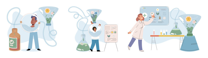 Doctor checking medicinal herbs. Natural herbal medicine selection. Scientist with natural drug research, Green herbal medicine discovery science lab. Scientist doctor making alternative medicine herb