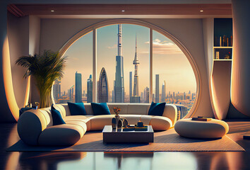  modern living room interior mock up, modern furniture and trendy home accessories