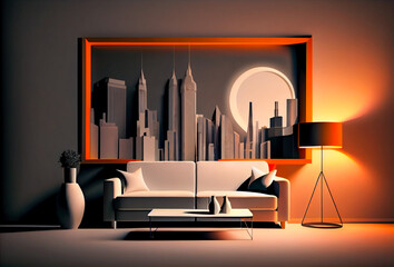  modern living room interior mock up, modern furniture and trendy home accessories