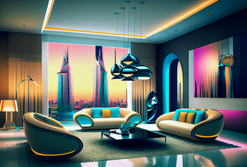  modern living room interior mock up, modern furniture and trendy home accessories