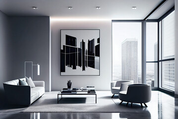  modern living room interior mock up, modern furniture and trendy home accessories