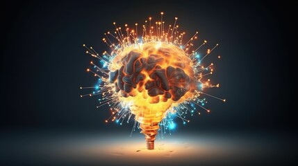 Human brain exploding with ideas, knowledge, and creativity