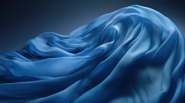 Blue fabric flowing in the wind