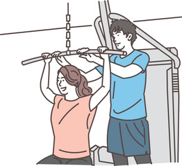 ジムでパーソナルトレーニングを受ける女性
