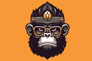 gorilla wearing glasses and crown mascot