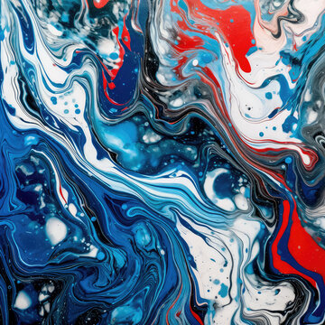 Blue abstract pattern, spray painting pattern, style of flowing Organic form, blue and black intersect, a little red and white. Generative AI